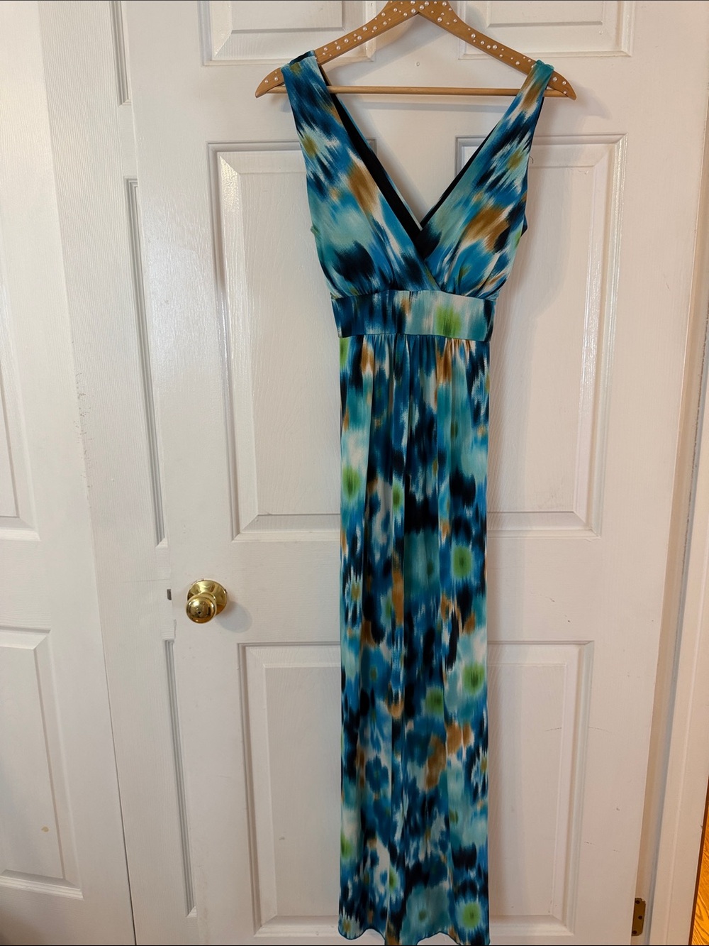 Lily Blue Aqua Multi-Print V-Neck Maxi Dress